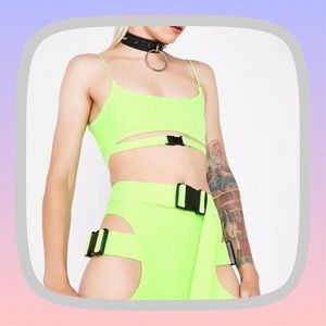 Athletic Neon Green 3 pc Festival Wear Outfit